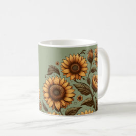 Caneca De Café Sálvia e Girassóis