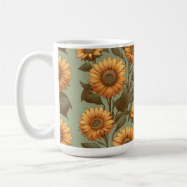 Caneca De Café Sálvia e Girassóis II