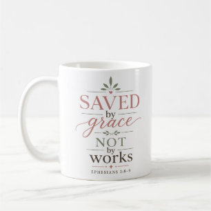 Caneca De Café Salvo Pela Graça Não Por Obras Minimalista Cristão