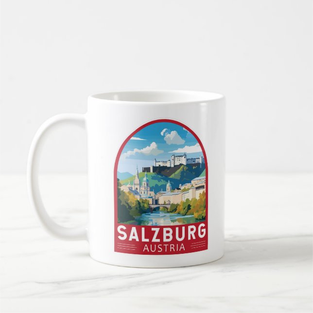 Caneca De Café Salzburg Austria Viagem Art Vintage (Esquerda)