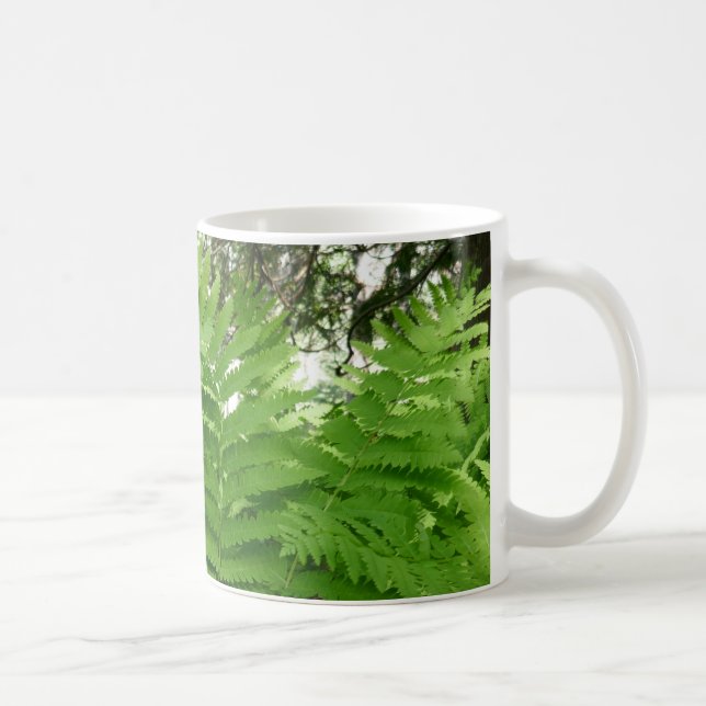 Caneca De Café Samambaia Fronds IV Verde Botânico Natureza (Direita)