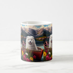 Caneca De Café Samoyed em um Paddle: Uma Aventura Cênica