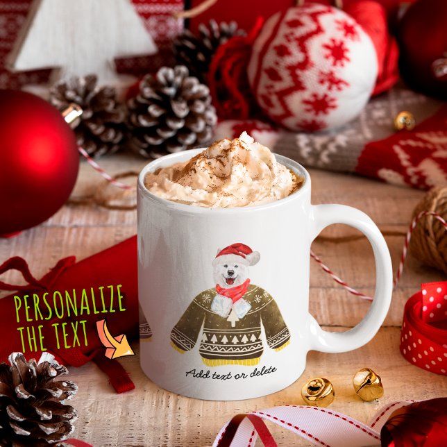 Caneca De Café Samoyed Feriado Vestindo Suéter Feio Xmas Cachorro (Criador carregado)