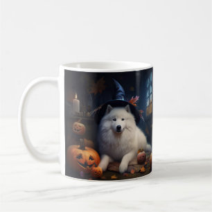 Caneca De Café Samoyed Pumpkins Halloween Scary