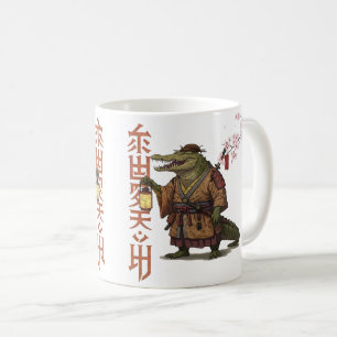 Caneca De Café Samurai Alligator Mug - Crocodilo Japonês Fantásti