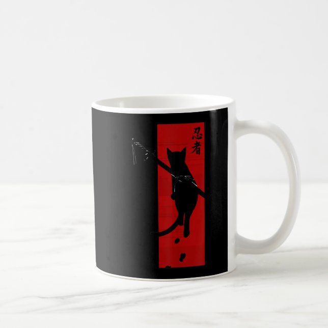 Caneca De Café Samurai Ninja Cat Kawaii Tattoo Graphic (Direita)