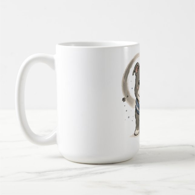 Caneca De Café Samurai Pit Bull Cachorro Japonês Pincel (Esquerda)