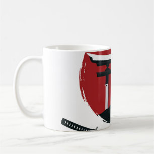 Caneca De Café Samurai Sword: Torii Gate Cartoon
