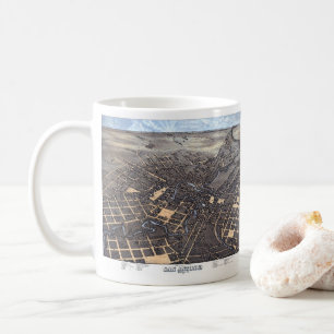 Caneca De Café San Antonio, Texas, Mapa da Cidade Aérea Antiquada