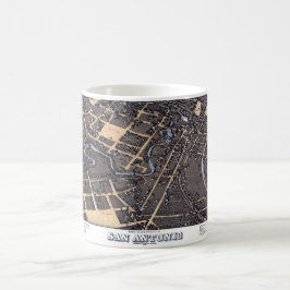 Caneca De Café San Antonio, Texas, Mapa da Cidade Aérea Antiquada