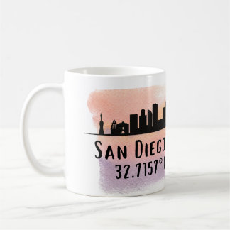 Caneca De Café San Diego City Skyline Latitude e Longitude