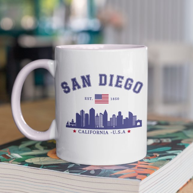 Caneca De Café San Diego Downtown Skyline Cali Dreaming (Criador carregado)