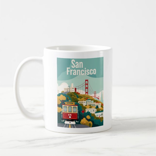 Caneca De Café San Francisco California - Carro Vermelho (Esquerda)