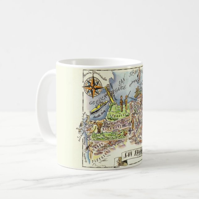 Caneca De Café San Francisco Map Mug (Frente Esquerda)