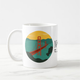Caneca De Café San Francisco - Ouro Gate Bridge/ nome personaliza