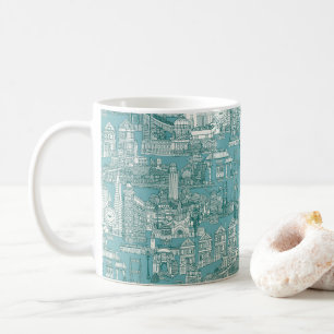 Caneca De Café San Francisco toile viridian turquesa azul