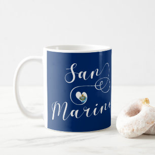Caneca De Café San Marinio Flag Heart