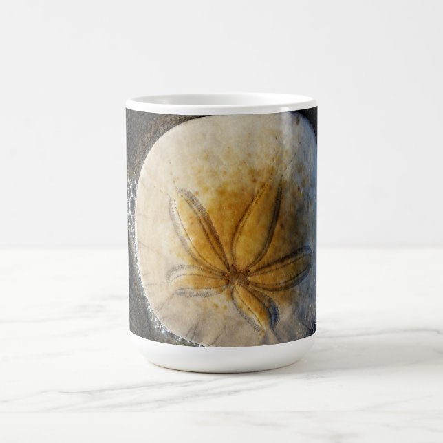 Caneca De Café Sand Dollar e Surf Beach Foto Coffee Mug (Centro)