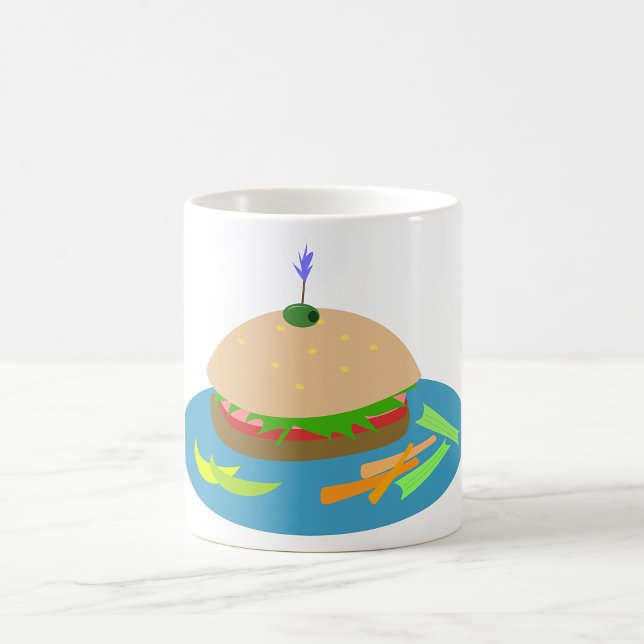 Caneca De Café Sanduíche com Veggie Side Comida Divertida (Criador carregado)