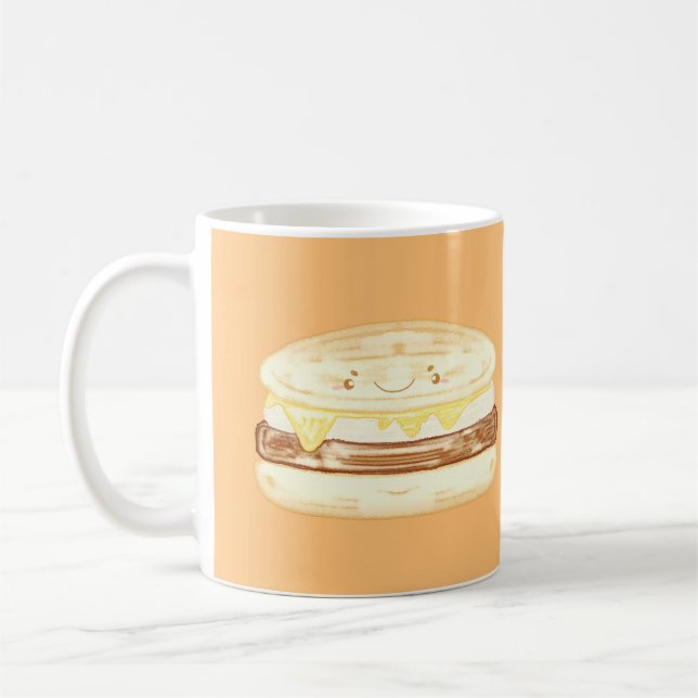 Caneca De Café Sanduíche De Enchidos, Ovos E Queijos (Esquerda)