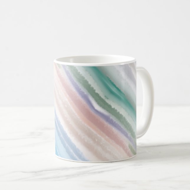 Caneca De Café Sandy Beach Ocean Waves Sunset Abstrato Watercolor (Frente Esquerda)