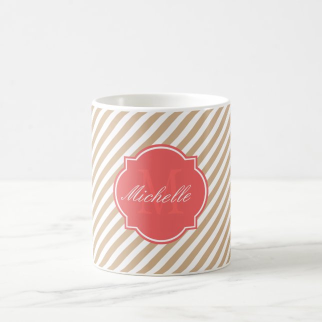 Caneca De Café Sandy Stripe Monograma Mug (Centro)