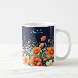 Caneca De Café Sangue Onde Você Está Plantado Flores Azuis Marinh