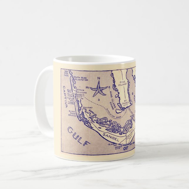Caneca De Café Sanibel Captival Map Mug (Frente Esquerda)