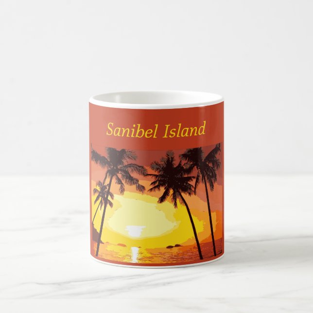 Caneca De Café Sanibel Island Florida Tropical Palm Tree Sunset  (Centro)