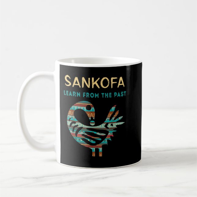 Caneca De Café Sankofa Aprende Com O Pássaro Africano Negro Seu (Esquerda)