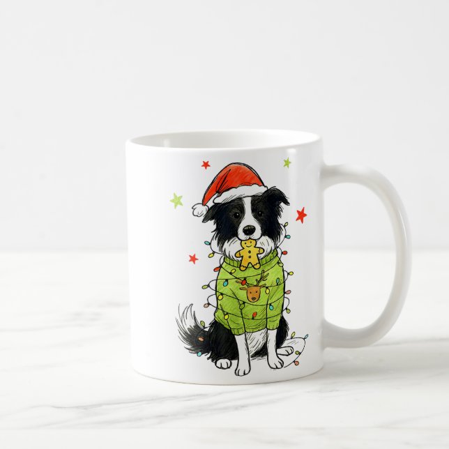 Caneca De Café Santa Border Collie Christmas Border Collie Dog Mo (Direita)