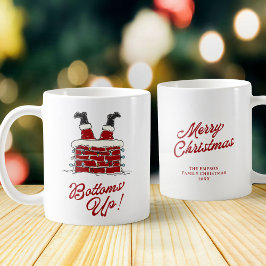 Caneca De Café Santa Bottoms Up Funny Holiday Kitchen and Gift