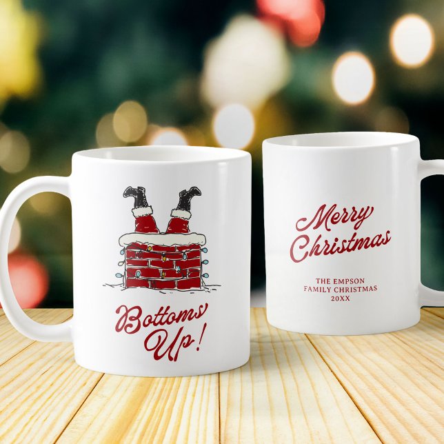 Caneca De Café Santa Bottoms Up Funny Holiday Kitchen and Gift (Criador carregado)