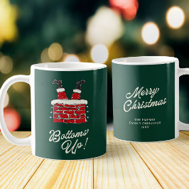 Caneca De Café Santa Bottoms Up Funny Holiday Kitchen and Gift