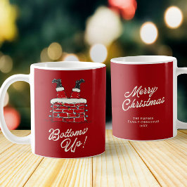 Caneca De Café Santa Bottoms Up Funny Holiday Kitchen and Gift