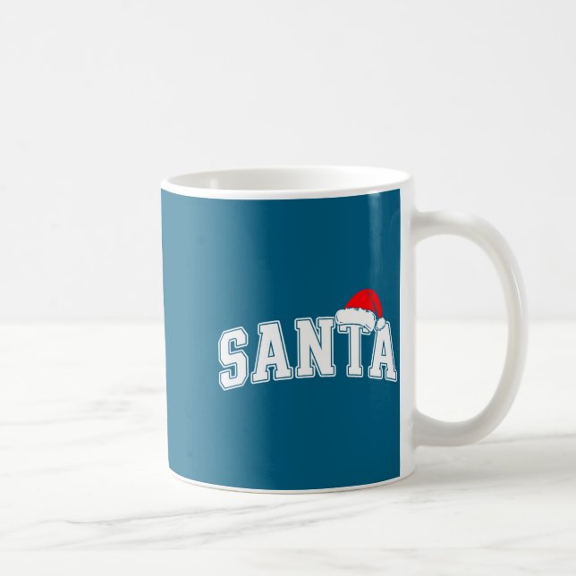 Caneca De Café Santa Christmas Varsity Text With Hat Family Xmas  (Direita)