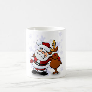 CANECA DE CAFÉ SANTA CLAUS E RUDOLPH