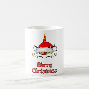 Caneca De Café Santa Claus Geek de Natal do Unicórnio Engraçado