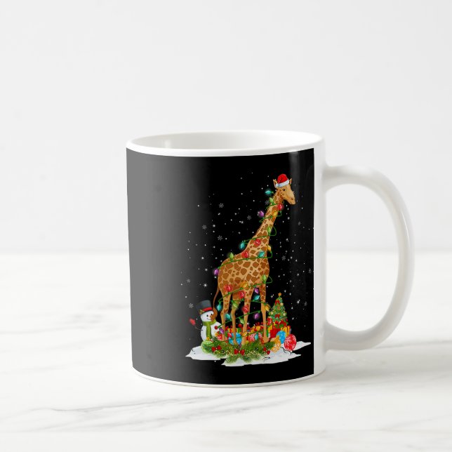 Caneca De Café Santa Claus Giraffe Xmas Tree Lights Feliz Natal (Direita)