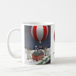 Caneca De Café Santa Claus has arrived with a hot air balloon