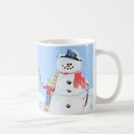 Caneca De Café Santa Claus Helper Construindo Um Bobo Neve