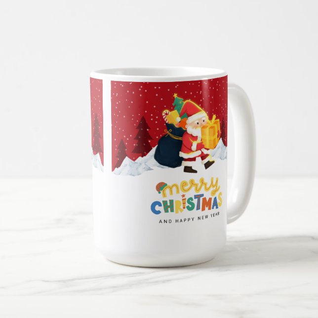 Caneca De Café Santa Claus in a Magical Winter Wonderland — Merry (Frente Esquerda)