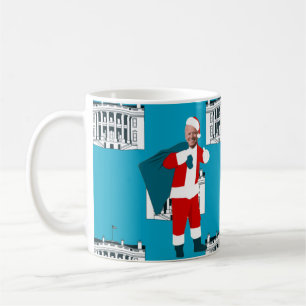 Caneca De Café santa claus joe biden blue xmas Casa Branca
