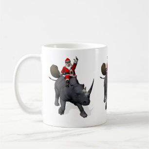 Caneca De Café Santa Claus Rides Rhino Rinocerontes