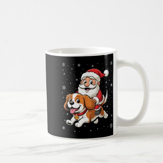 Caneca De Café Santa Claus Riding Cavalier King Charles Spaniel D (Direita)