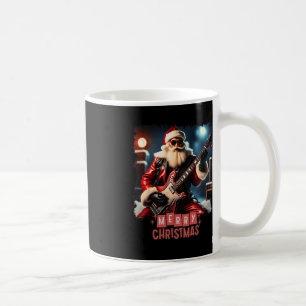 Caneca De Café Santa Claus Rock Guitar Feliz Natal