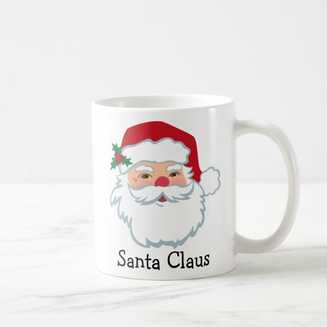Caneca De Café Santa Claus Rosto Feriado Personalizado Coffee Mug (Direita)