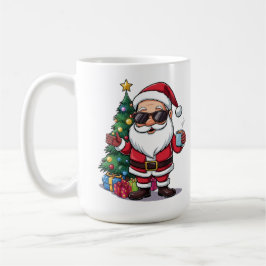 Caneca De Café Santa Cool Mug with Sunglasses & Christmas Tree