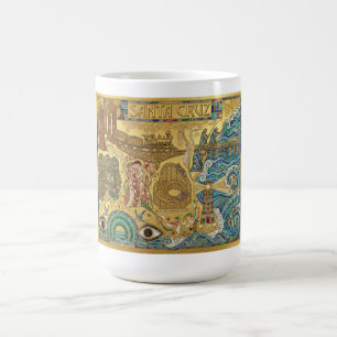 Caneca De Café Santa Cruz Califórnia Mapa em Mosaico Passarela Pr