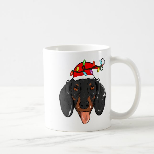 Caneca De Café Santa Dachshund Light Christmas  (Direita)